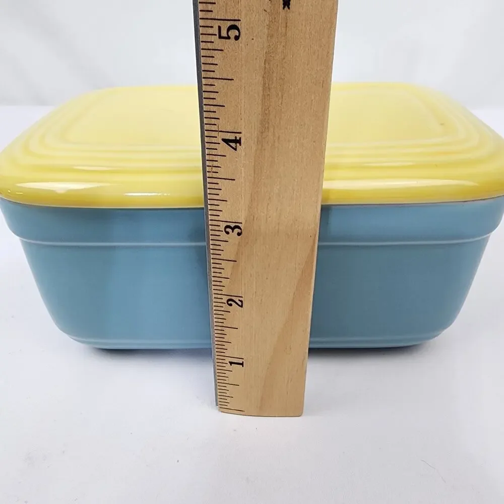 Westinghouse Refrigerator Covered Dish by Hall China Ohio Blue & Yellow 7